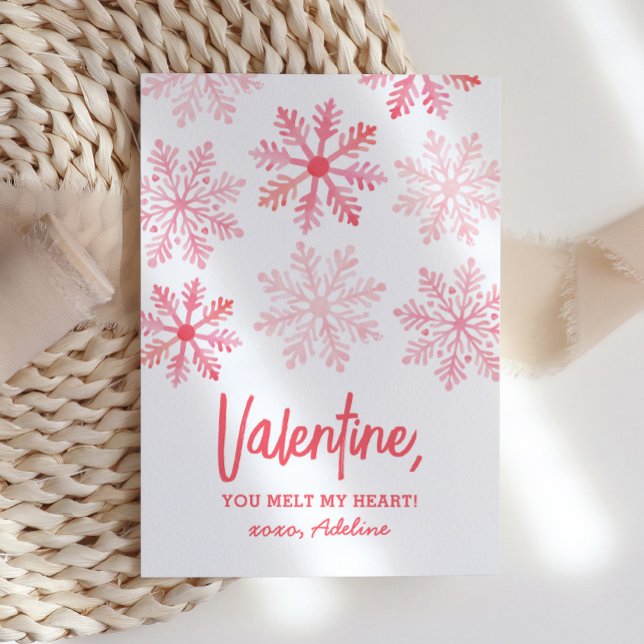 You Melt My Heart Snowflake Kids Valentines Day Mitteilungskarte (Von Creator hochgeladen)