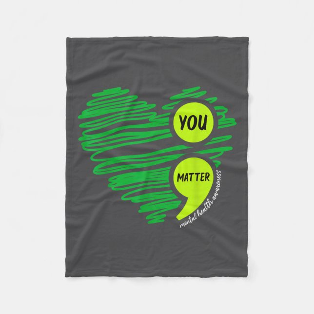 You Mental Health Awareness Green Suicide Preventi Fleecedecke (Vorderseite)