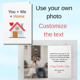 You Plus Me Equals Home Traditionelles Valentinsta Karte