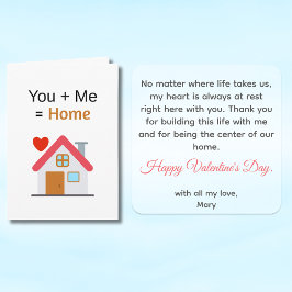 You Plus Me Equals Home Valentinstag Karte