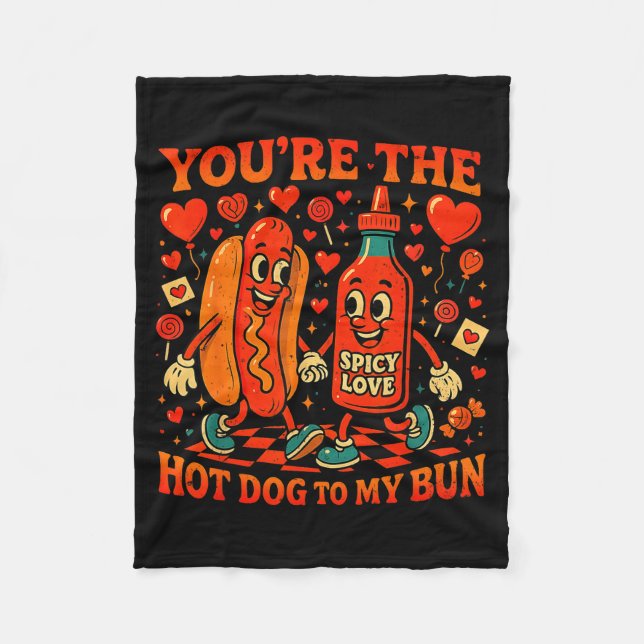 You’re The Hot Dog To My Bun Funny Valentine Coupl Fleecedecke (Vorderseite)