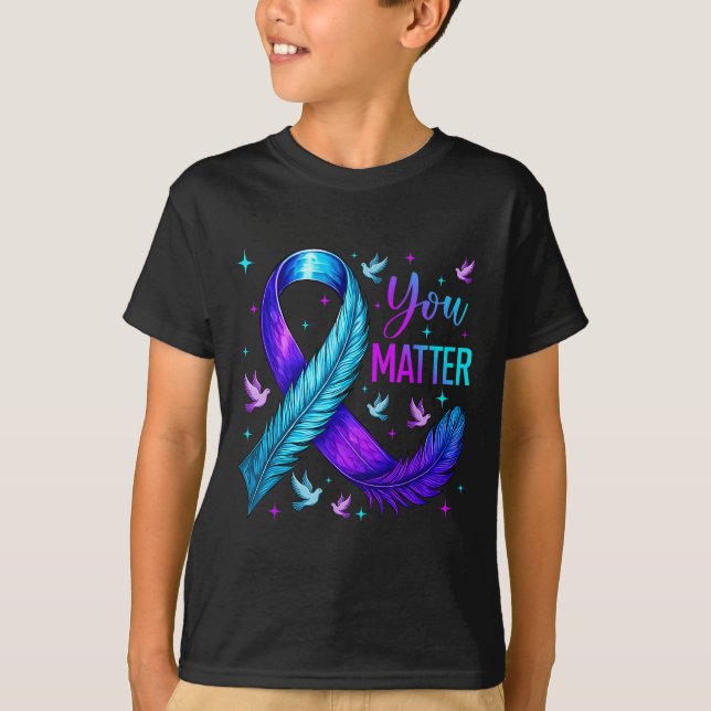 You Ribbon Bird Suicide Prevention Awareness  T-Shirt (Vorderseite)