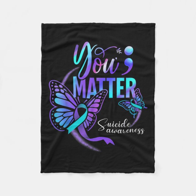 You Ribbon Butterfly Suicide Awareness Women Men  Fleecedecke (Vorderseite)