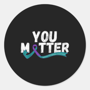 You Ribbon Suicide Prevention Awareness Semicolon Runder Aufkleber
