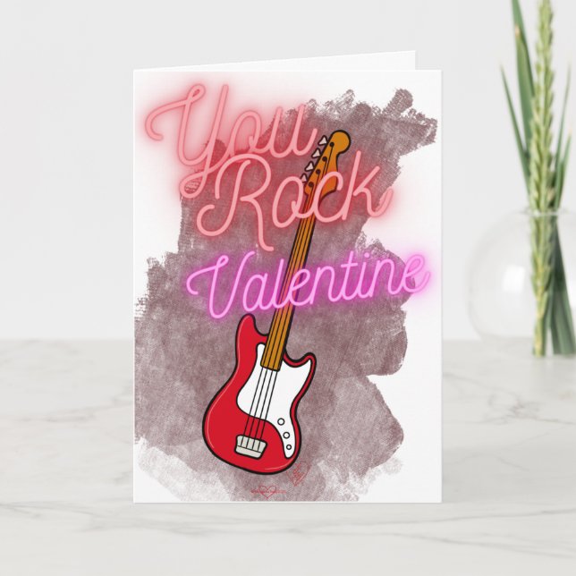 You Rock Bass Guitare Carte Saint Valentin (Devant)