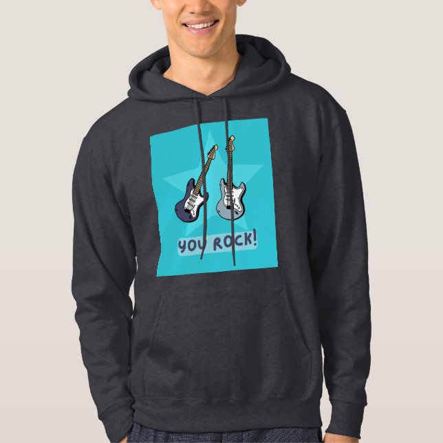 "You rock !" guitare sweat - shirt à capuche pour  (Devant)