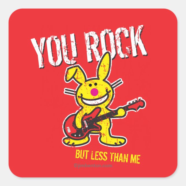 You Rock Quadratischer Aufkleber (Vorderseite)