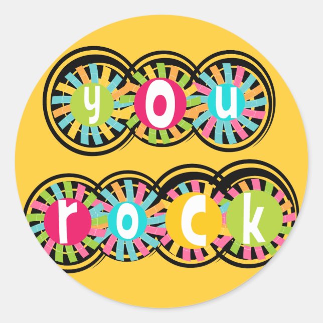 You Rock Runder Aufkleber (Vorderseite)