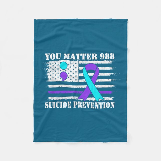 You Semi Colon 988 Suicide Prevention Awareness  Fleecedecke (Vorderseite)