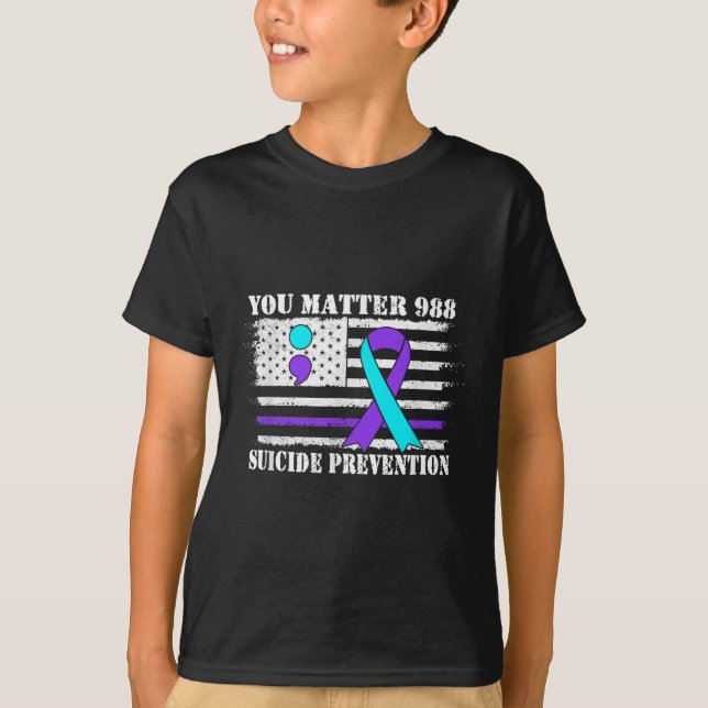 You Semi Colon 988 Suicide Prevention Awareness  T-Shirt (Vorderseite)