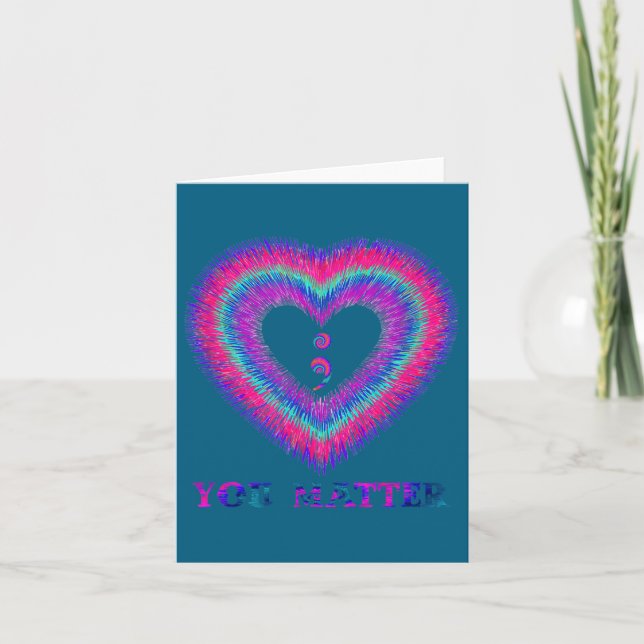 You Semicolon Heart Suicide Prevention Awareness  Karte (Vorderseite)