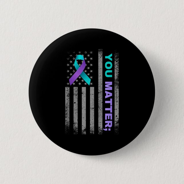 You Suicide Prevention Awareness American Flag Rib Button (Vorderseite)