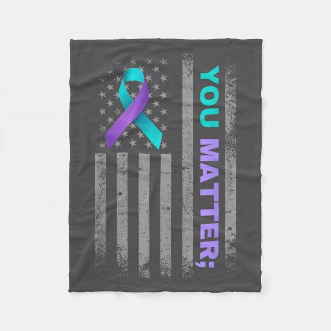 You Suicide Prevention Awareness American Flag Rib Fleecedecke (Vorderseite)
