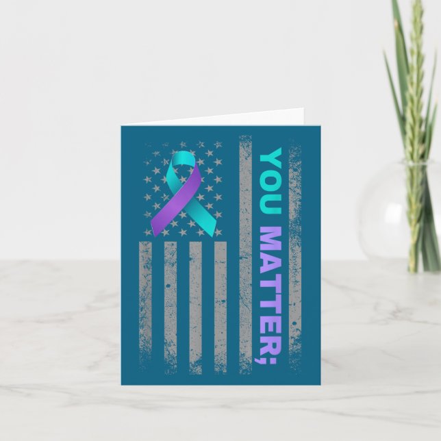 You Suicide Prevention Awareness American Flag Rib Karte (Vorderseite)
