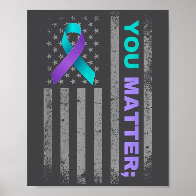 You Suicide Prevention Awareness American Flag Rib Poster (Vorne)