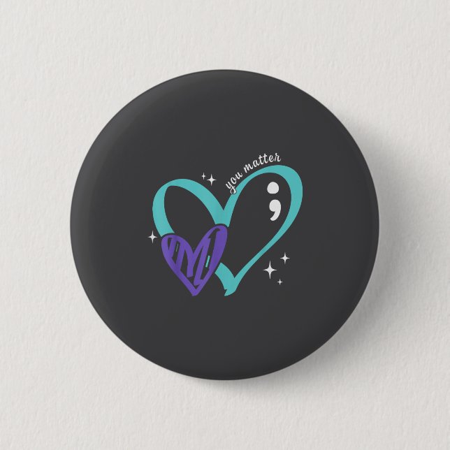 You Suicide Prevention Awareness Teal &amp; Purple Button (Vorderseite)