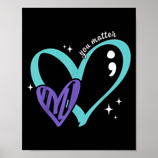 You Suicide Prevention Awareness Teal &amp; Purple Poster (Vorne)