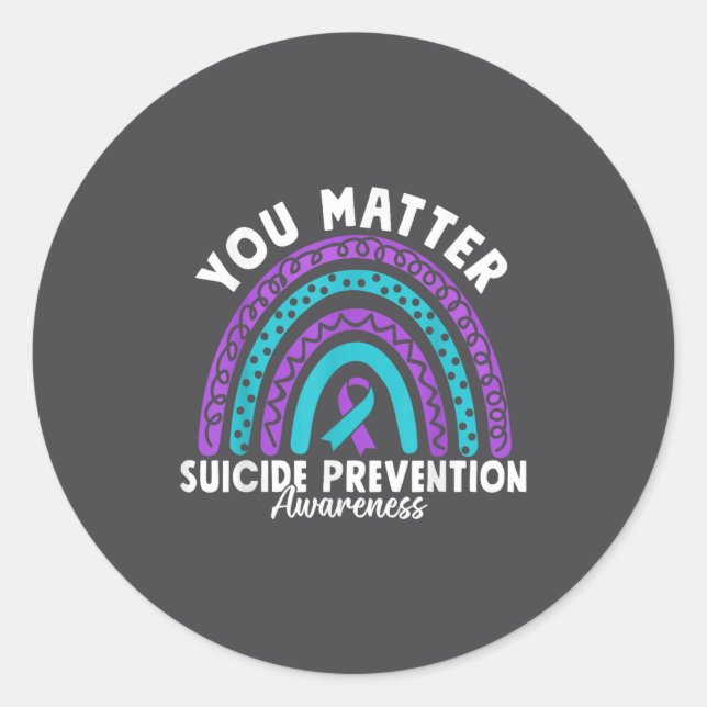 You Suicide Prevention Awareness Teal &amp; Purple Runder Aufkleber (Vorderseite)