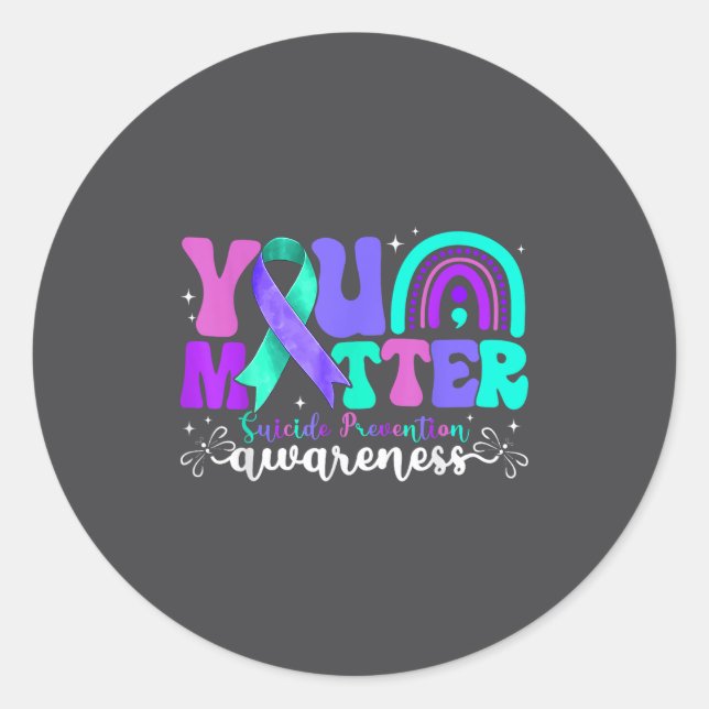 You Suicide Prevention Awareness Teal &amp; Purple Runder Aufkleber (Vorderseite)