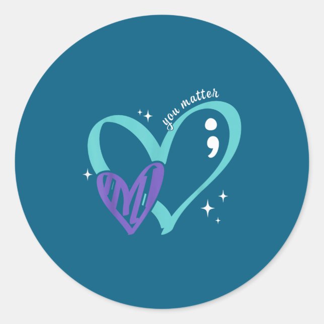You Suicide Prevention Awareness Teal &amp; Purple Runder Aufkleber (Vorderseite)