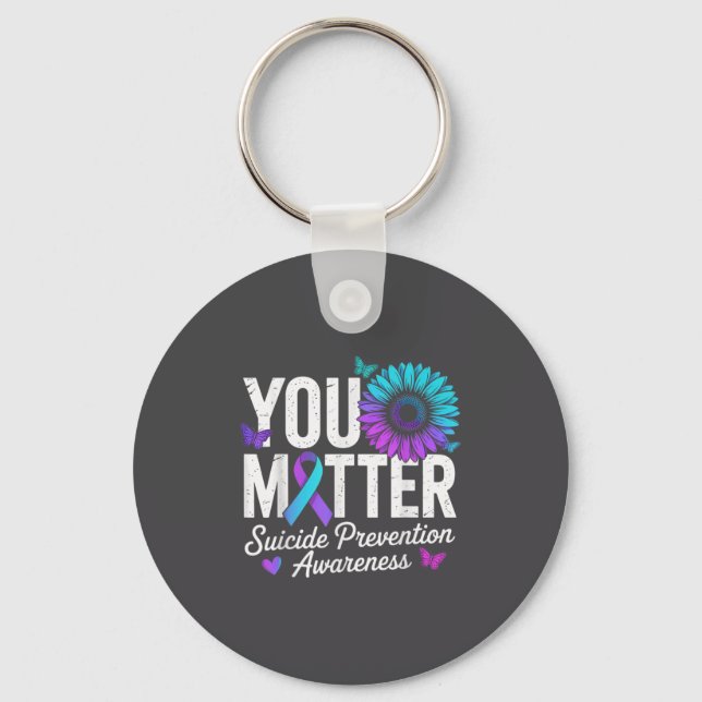 You Suicide Prevention Awareness Teal &amp; Purple Schlüsselanhänger (Vorderseite)