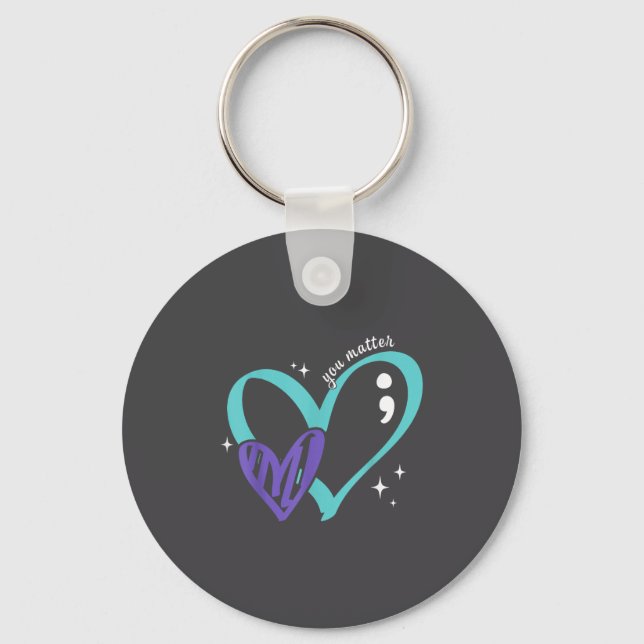 You Suicide Prevention Awareness Teal &amp; Purple Schlüsselanhänger (Vorderseite)