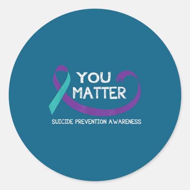 You Suicide Prevention Awareness Teal Purple Hand  Runder Aufkleber (Vorderseite)