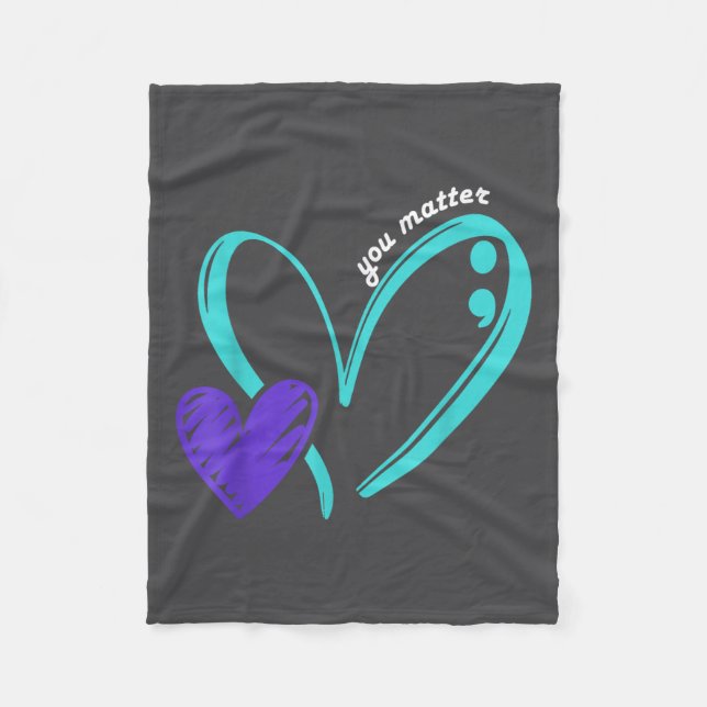 You Suicide Prevention Awareness Teal Purple Heart Fleecedecke (Vorderseite)