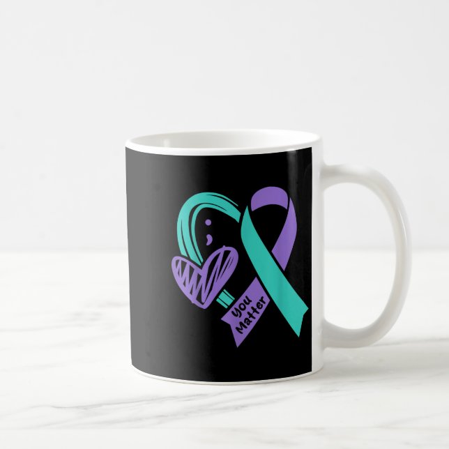 You Suicide Prevention Awareness Teal Purple Heart Kaffeetasse (Rechts)