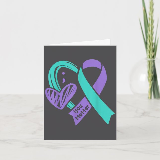You Suicide Prevention Awareness Teal Purple Heart Karte (Vorderseite)