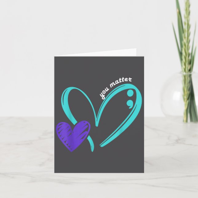You Suicide Prevention Awareness Teal Purple Heart Karte (Vorderseite)