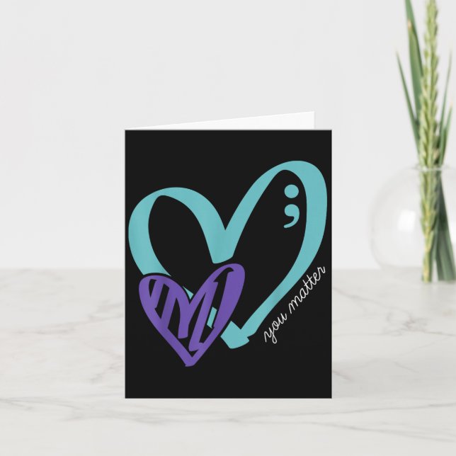 You Suicide Prevention Awareness Teal Purple Heart Karte (Vorderseite)