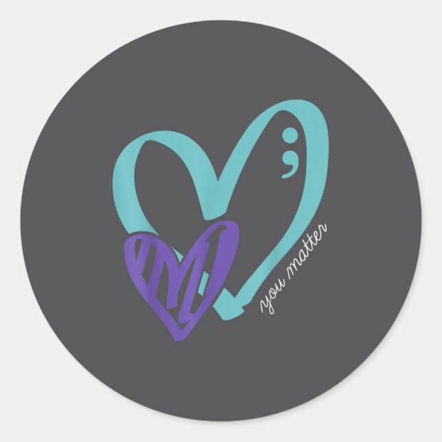 You Suicide Prevention Awareness Teal Purple Heart Runder Aufkleber (Vorderseite)