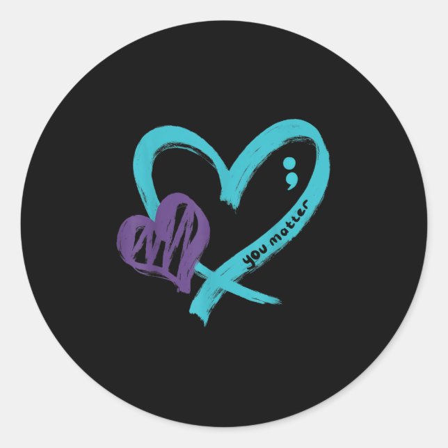 You Suicide Prevention Awareness Teal Purple Heart Runder Aufkleber (Vorderseite)