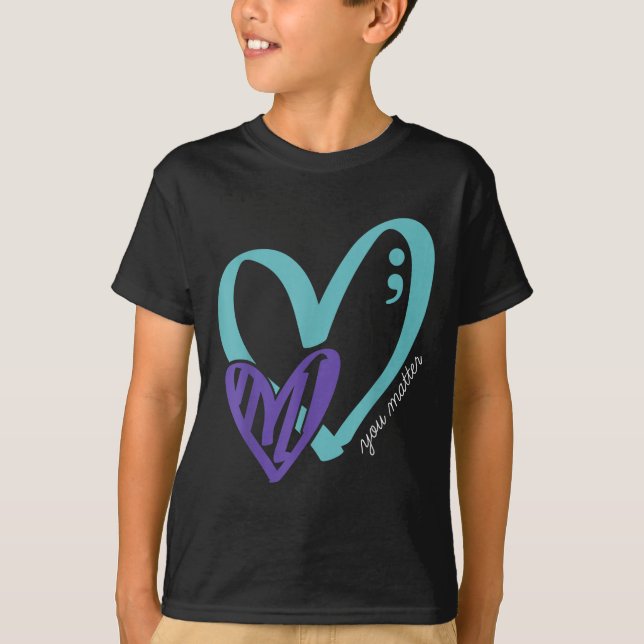 You Suicide Prevention Awareness Teal Purple Heart T-Shirt (Vorderseite)