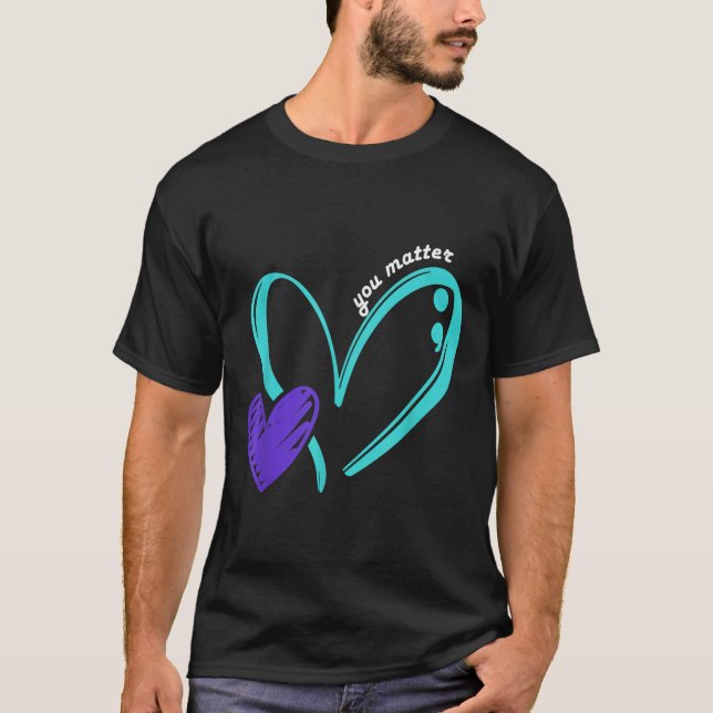 You Suicide Prevention Awareness Teal Purple Heart T-Shirt (Vorderseite)