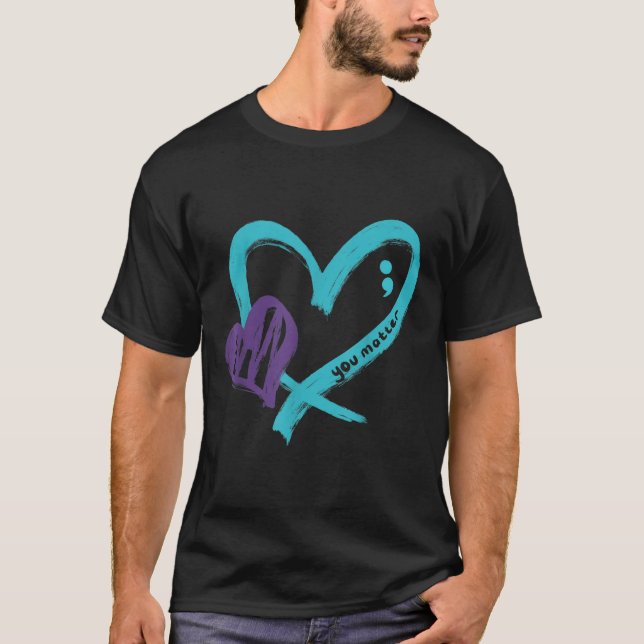 You Suicide Prevention Awareness Teal Purple Heart T-Shirt (Vorderseite)