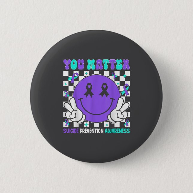 You Suicide Prevention Awareness Teal Purple Ribbo Button (Vorderseite)