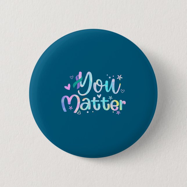 You Suicide Prevention Awareness Teal Purple Ribbo Button (Vorderseite)