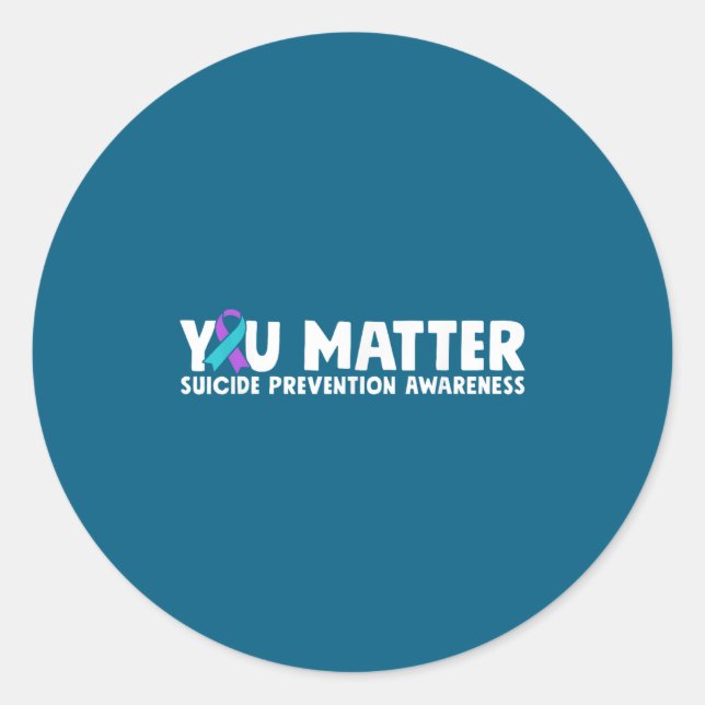 You Suicide Prevention Awareness Teal Purple  Runder Aufkleber (Vorderseite)