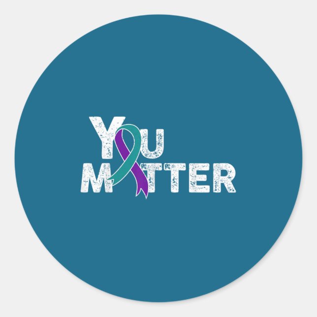 You Suicide Prevention Month Teal Purple Ribbon Gi Runder Aufkleber (Vorderseite)