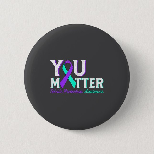 You Suicide Prevention Teal &amp; Purple Awareness Button (Vorderseite)