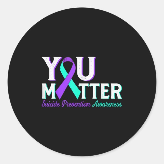 You Suicide Prevention Teal &amp; Purple Awareness Runder Aufkleber (Vorderseite)