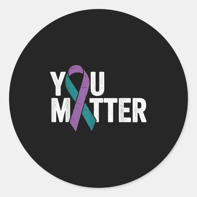 You - Suicide Prevention Teal Purple Awareness Rib Runder Aufkleber (Vorderseite)
