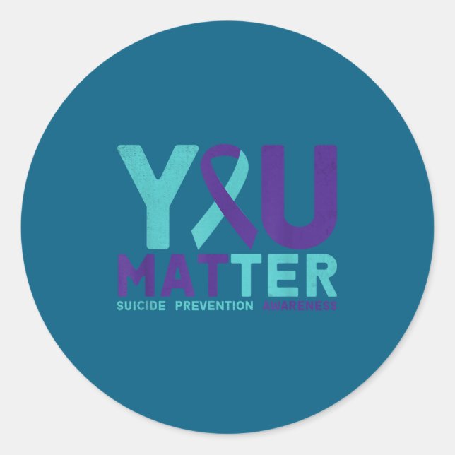 You - Suicide Prevention Teal Purple Awareness Rib Runder Aufkleber (Vorderseite)