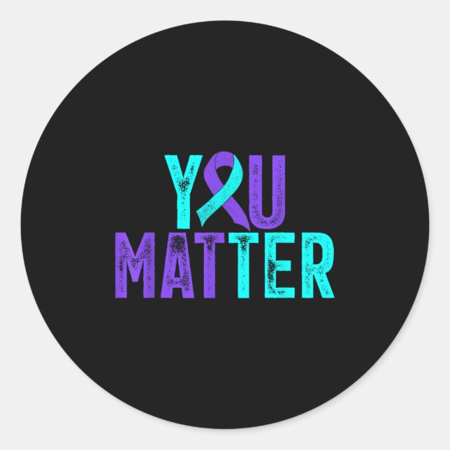 You - Suicide Prevention Teal Purple Awareness Rib Runder Aufkleber (Vorderseite)