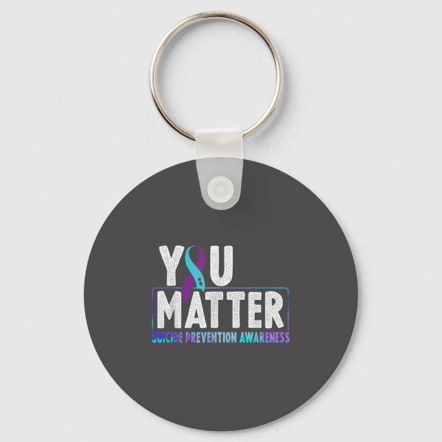 You - Suicide Prevention Teal Purple Awareness Rib Schlüsselanhänger (Vorderseite)