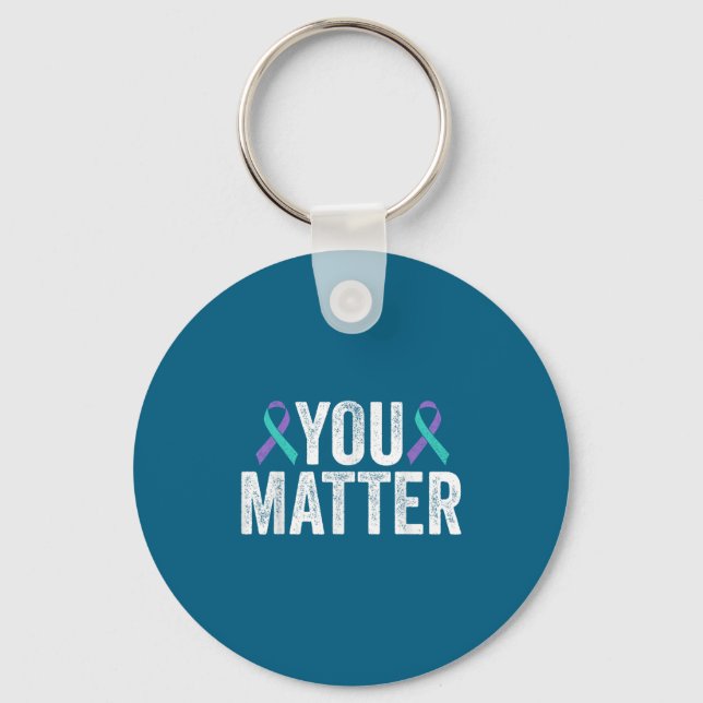 You - Suicide Prevention Teal Purple Awareness Rib Schlüsselanhänger (Vorderseite)