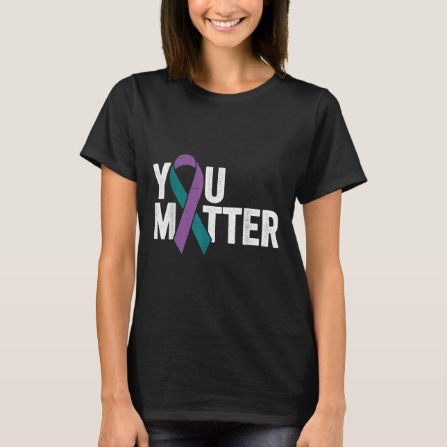 You - Suicide Prevention Teal Purple Awareness Rib T-Shirt (Vorderseite)