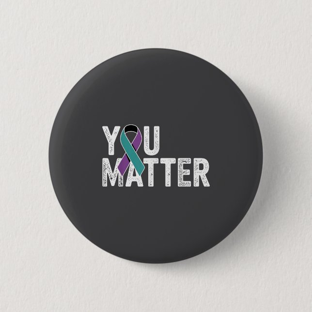 You Suicide Prevention Teal Purple Awareness Ribbo Button (Vorderseite)
